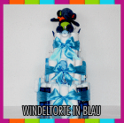 Windeltorte XXL in rosa blau grün und gelb zur Taufe oder Geburt